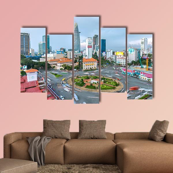 Street In Ho Chi Minh City Vietnam Canvas Wall Art-5 Pop-Gallery Wrap-47" x 32"-Tiaracle