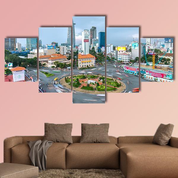 Street In Ho Chi Minh City Vietnam Canvas Wall Art-5 Star-Gallery Wrap-62" x 32"-Tiaracle
