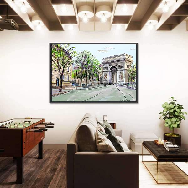 Street In Paris Canvas Wall Art-3 Horizontal-Gallery Wrap-25" x 16"-Tiaracle