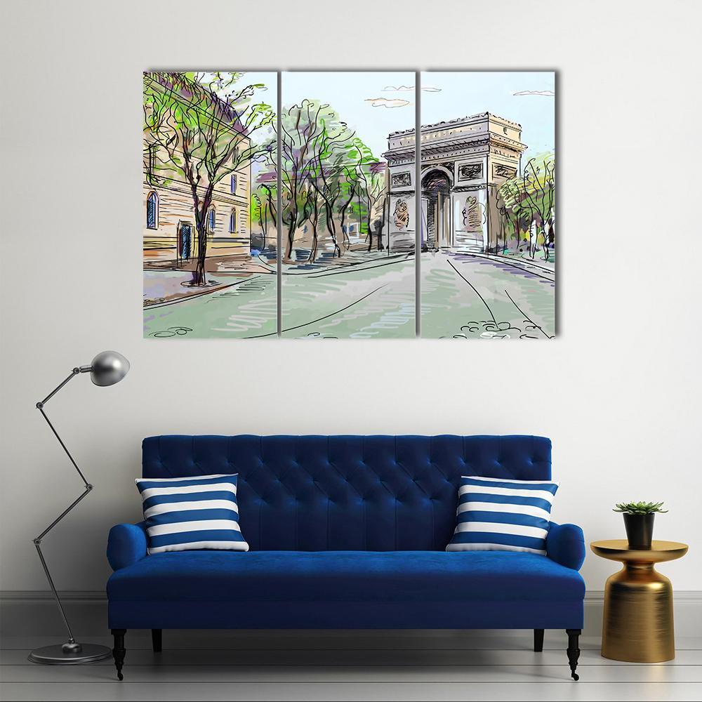 Street In Paris Canvas Wall Art-3 Horizontal-Gallery Wrap-37" x 24"-Tiaracle