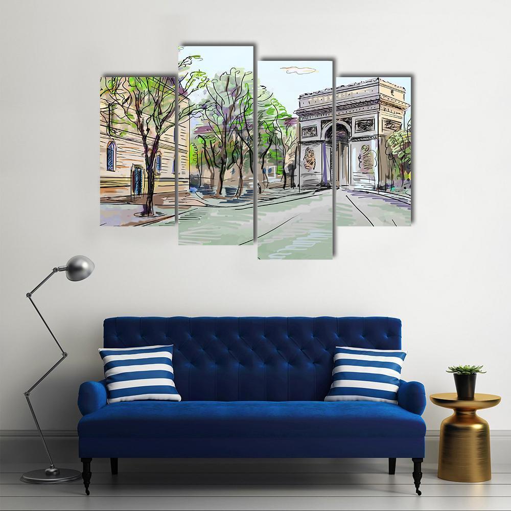 Street In Paris Canvas Wall Art-4 Pop-Gallery Wrap-50" x 32"-Tiaracle