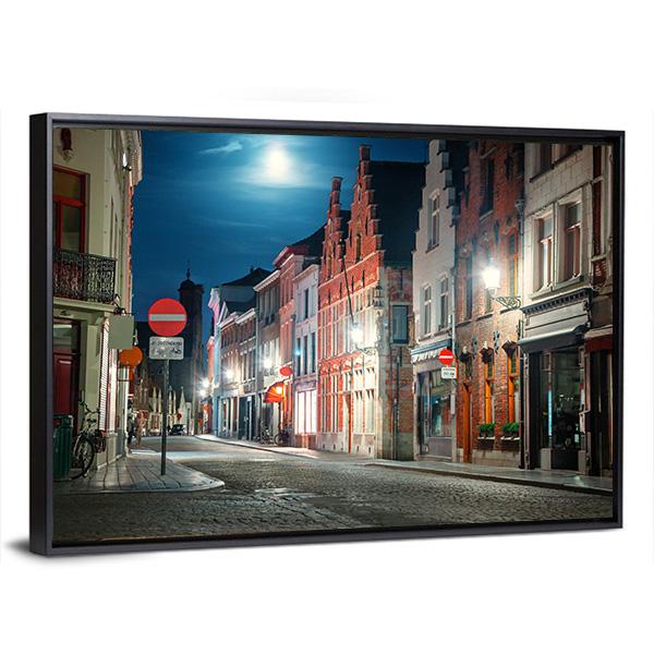 Street Of Brugge In Belgium Canvas Wall Art-3 Horizontal-Gallery Wrap-25" x 16"-Tiaracle