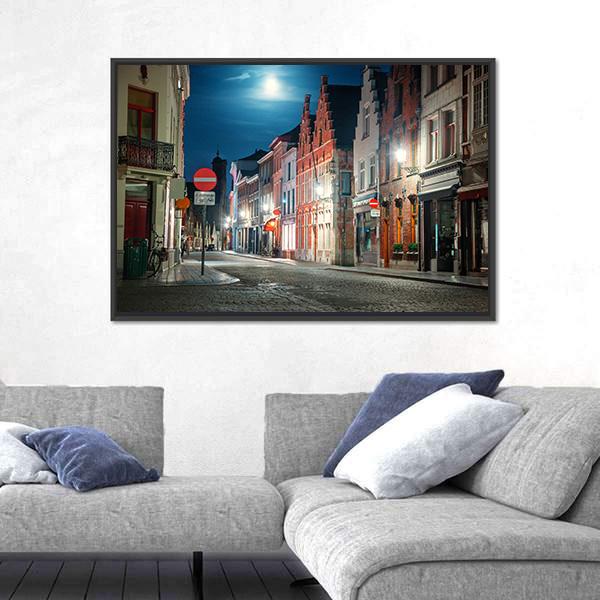 Street Of Brugge In Belgium Canvas Wall Art-3 Horizontal-Gallery Wrap-25" x 16"-Tiaracle