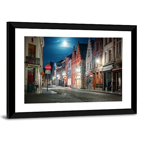 Street Of Brugge In Belgium Canvas Wall Art-3 Horizontal-Gallery Wrap-25" x 16"-Tiaracle