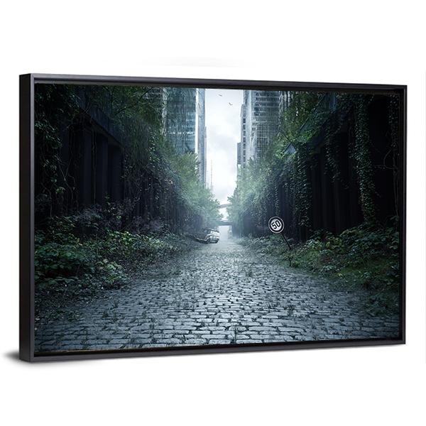 Street Surrounded By Trees Canvas Wall Art-3 Horizontal-Gallery Wrap-25" x 16"-Tiaracle