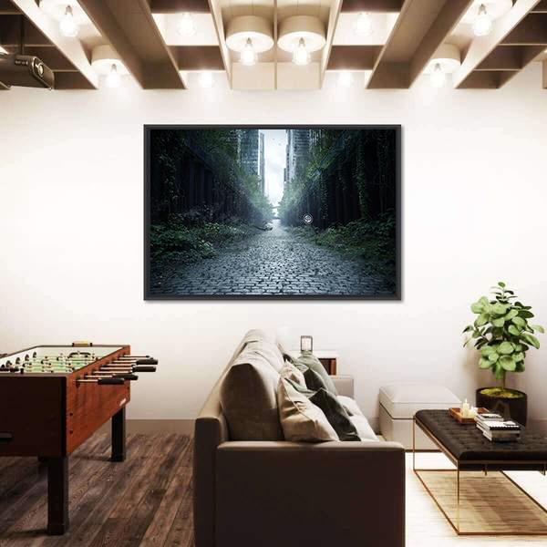 Street Surrounded By Trees Canvas Wall Art-3 Horizontal-Gallery Wrap-25" x 16"-Tiaracle