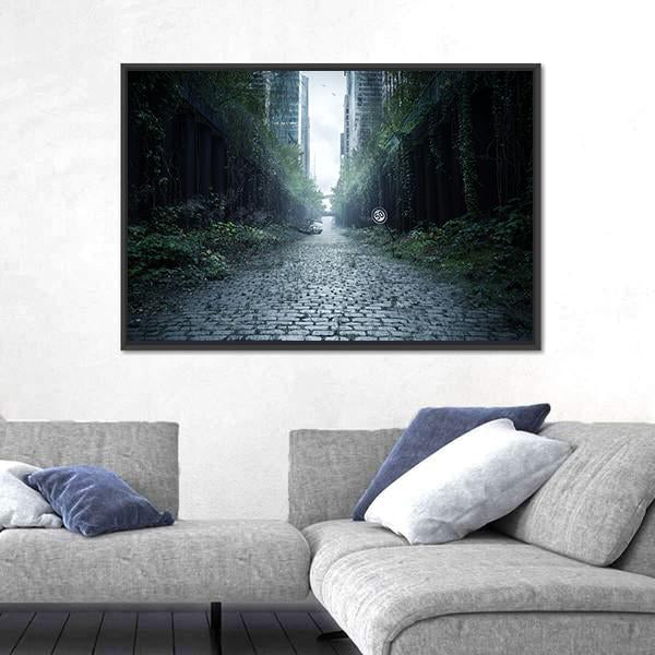 Street Surrounded By Trees Canvas Wall Art-3 Horizontal-Gallery Wrap-25" x 16"-Tiaracle