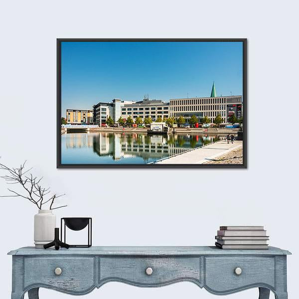 Street View Harbour Port Kiel In Germany Canvas Wall Art-1 Piece-Floating Frame-24" x 16"-Tiaracle