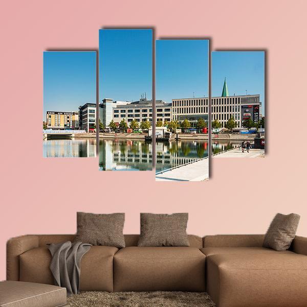 Street View Harbour Port Kiel In Germany Canvas Wall Art-4 Pop-Gallery Wrap-50" x 32"-Tiaracle