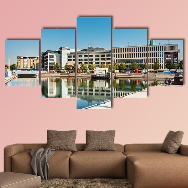 Street View Harbour Port Kiel In Germany Canvas Wall Art-5 Star-Gallery Wrap-62" x 32"-Tiaracle