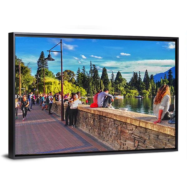 Street View In Queenstown New Zealand Canvas Wall Art-3 Horizontal-Gallery Wrap-25" x 16"-Tiaracle