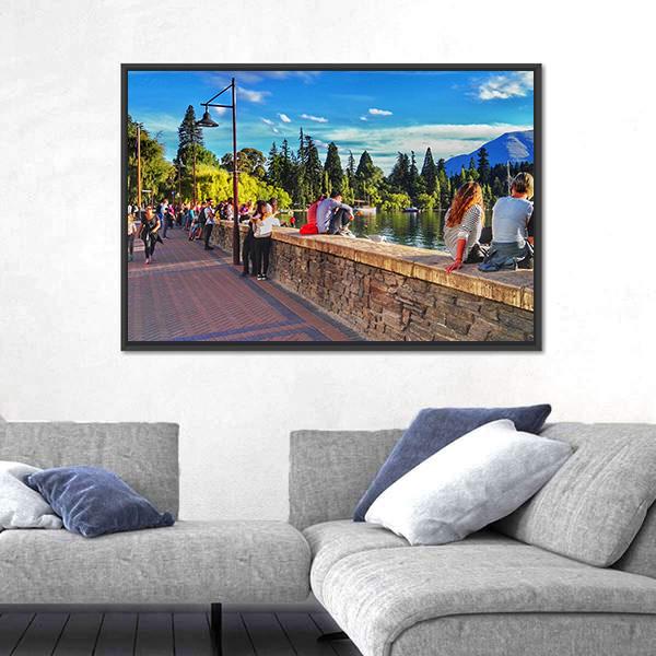 Street View In Queenstown New Zealand Canvas Wall Art-3 Horizontal-Gallery Wrap-25" x 16"-Tiaracle