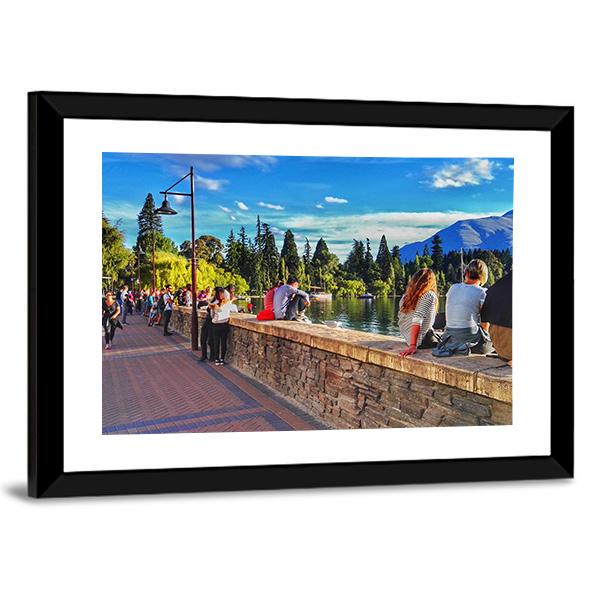 Street View In Queenstown New Zealand Canvas Wall Art-3 Horizontal-Gallery Wrap-25" x 16"-Tiaracle