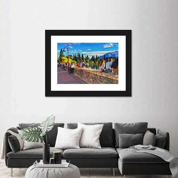 Street View In Queenstown New Zealand Canvas Wall Art-3 Horizontal-Gallery Wrap-25" x 16"-Tiaracle