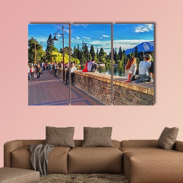 Street View In Queenstown New Zealand Canvas Wall Art-3 Horizontal-Gallery Wrap-37" x 24"-Tiaracle