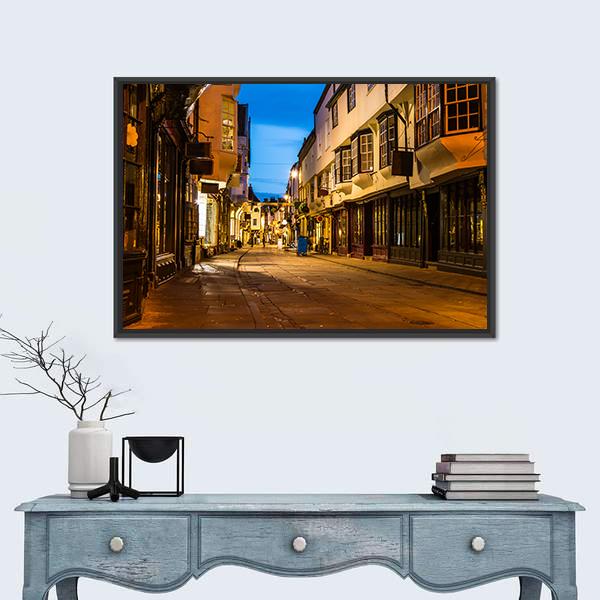 Street View In York Canvas Wall Art-1 Piece-Floating Frame-24" x 16"-Tiaracle