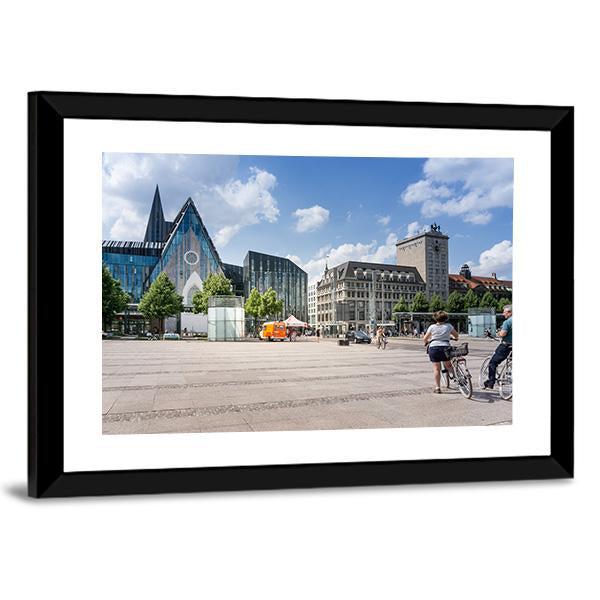 Street View Of Downtown In Leipzig Canvas Wall Art-3 Horizontal-Gallery Wrap-25" x 16"-Tiaracle