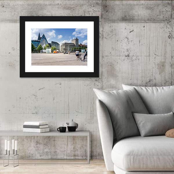 Street View Of Downtown In Leipzig Canvas Wall Art-3 Horizontal-Gallery Wrap-25" x 16"-Tiaracle