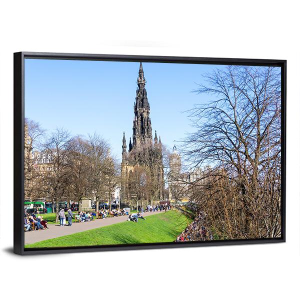 Street View Of Historic Old Town Houses In Edinburgh Canvas Wall Art-3 Horizontal-Gallery Wrap-25" x 16"-Tiaracle
