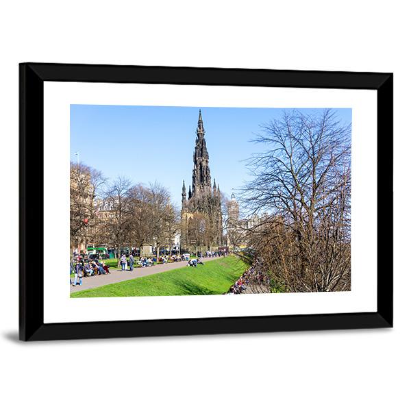 Street View Of Historic Old Town Houses In Edinburgh Canvas Wall Art-3 Horizontal-Gallery Wrap-25" x 16"-Tiaracle