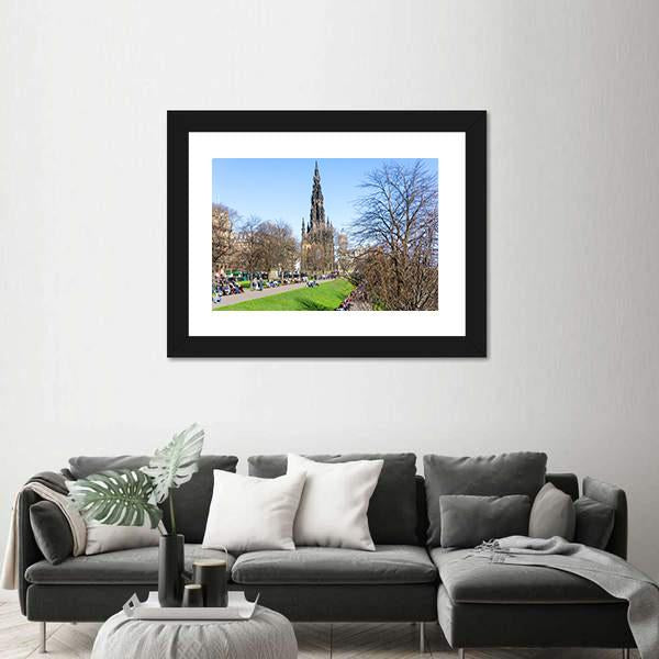 Street View Of Historic Old Town Houses In Edinburgh Canvas Wall Art-3 Horizontal-Gallery Wrap-25" x 16"-Tiaracle