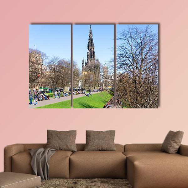 Street View Of Historic Old Town Houses In Edinburgh Canvas Wall Art-3 Horizontal-Gallery Wrap-25" x 16"-Tiaracle