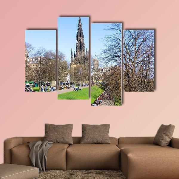 Street View Of Historic Old Town Houses In Edinburgh Canvas Wall Art-4 Pop-Gallery Wrap-50" x 32"-Tiaracle