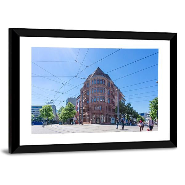Street View Of Saarbrucken Canvas Wall Art-3 Horizontal-Gallery Wrap-25" x 16"-Tiaracle