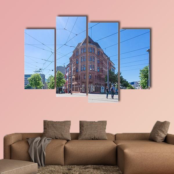 Street View Of Saarbrucken Canvas Wall Art-4 Pop-Gallery Wrap-50" x 32"-Tiaracle
