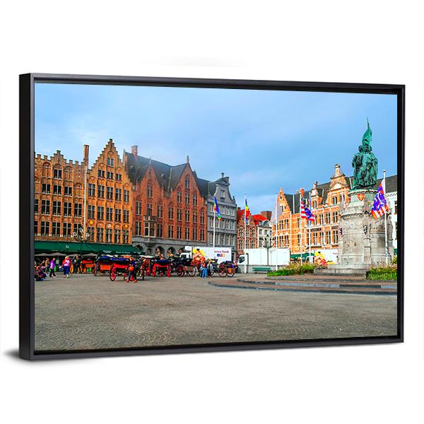 Streets Of Bruges In Belgium Canvas Wall Art-3 Horizontal-Gallery Wrap-25" x 16"-Tiaracle