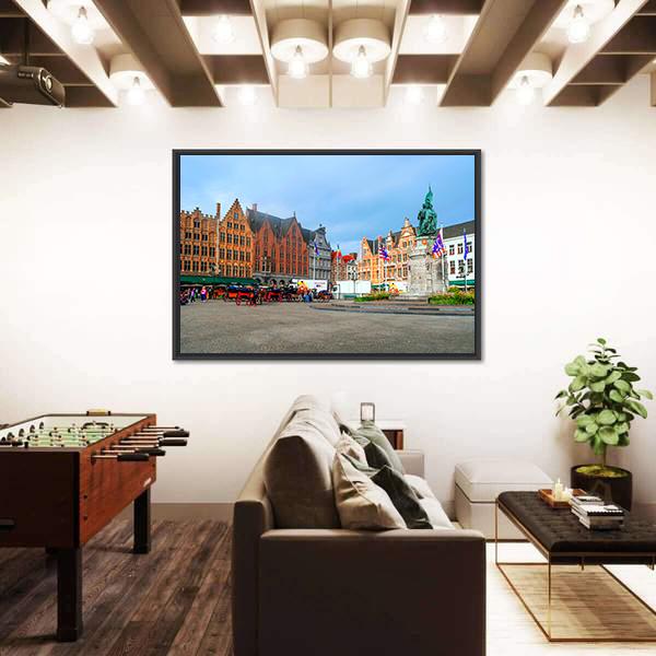 Streets Of Bruges In Belgium Canvas Wall Art-3 Horizontal-Gallery Wrap-25" x 16"-Tiaracle