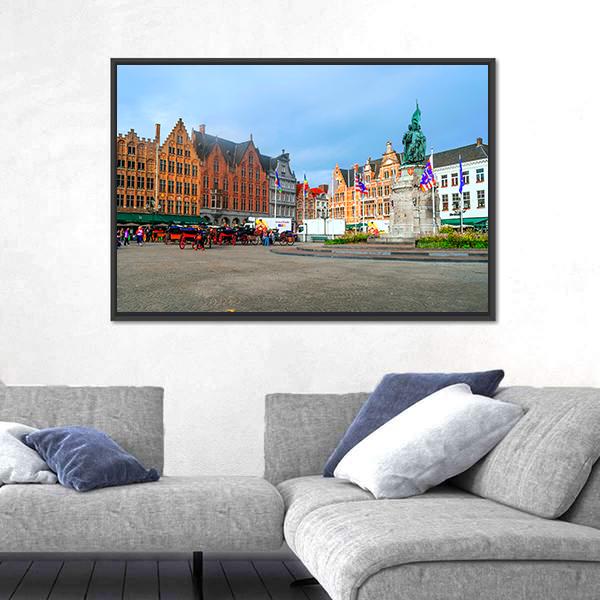 Streets Of Bruges In Belgium Canvas Wall Art-3 Horizontal-Gallery Wrap-25" x 16"-Tiaracle