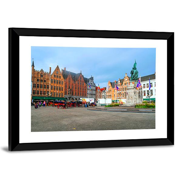 Streets Of Bruges In Belgium Canvas Wall Art-3 Horizontal-Gallery Wrap-25" x 16"-Tiaracle