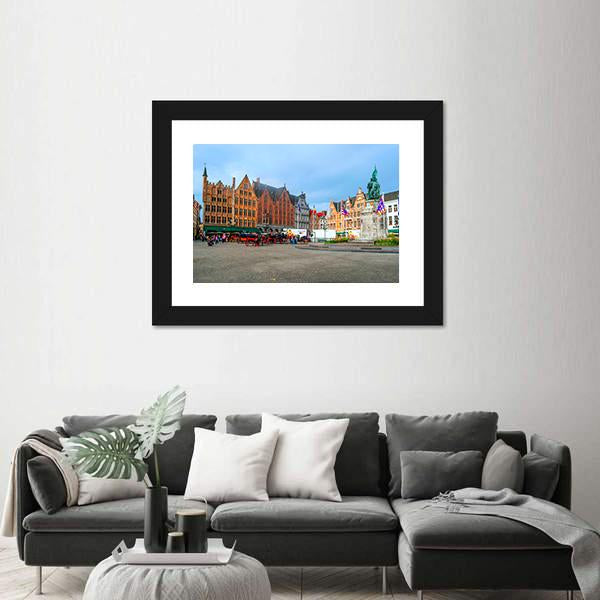 Streets Of Bruges In Belgium Canvas Wall Art-3 Horizontal-Gallery Wrap-25" x 16"-Tiaracle