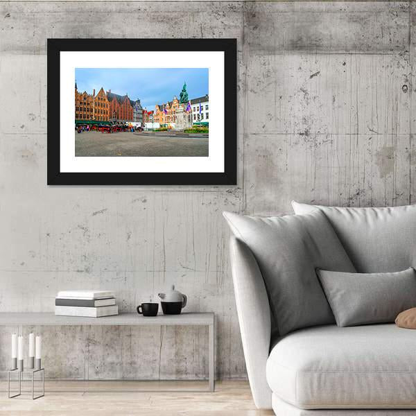 Streets Of Bruges In Belgium Canvas Wall Art-3 Horizontal-Gallery Wrap-25" x 16"-Tiaracle