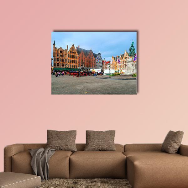 Streets Of Bruges In Belgium Canvas Wall Art-1 Piece-Gallery Wrap-48" x 32"-Tiaracle