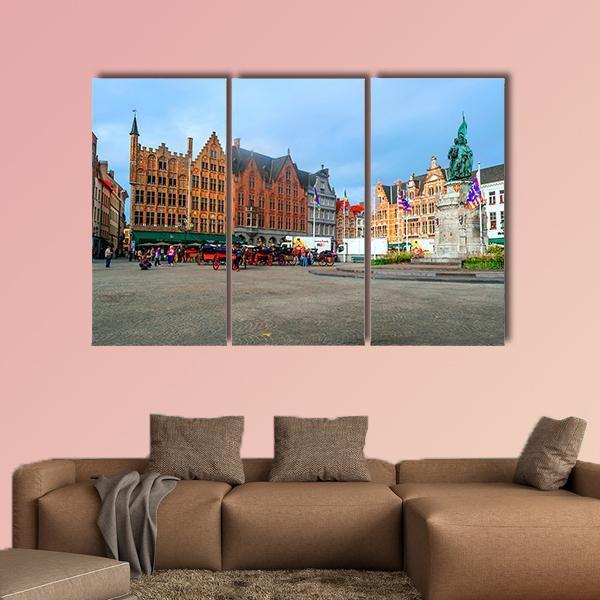 Streets Of Bruges In Belgium Canvas Wall Art-3 Horizontal-Gallery Wrap-25" x 16"-Tiaracle
