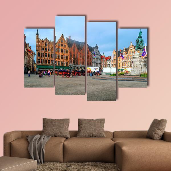 Streets Of Bruges In Belgium Canvas Wall Art-4 Pop-Gallery Wrap-50" x 32"-Tiaracle