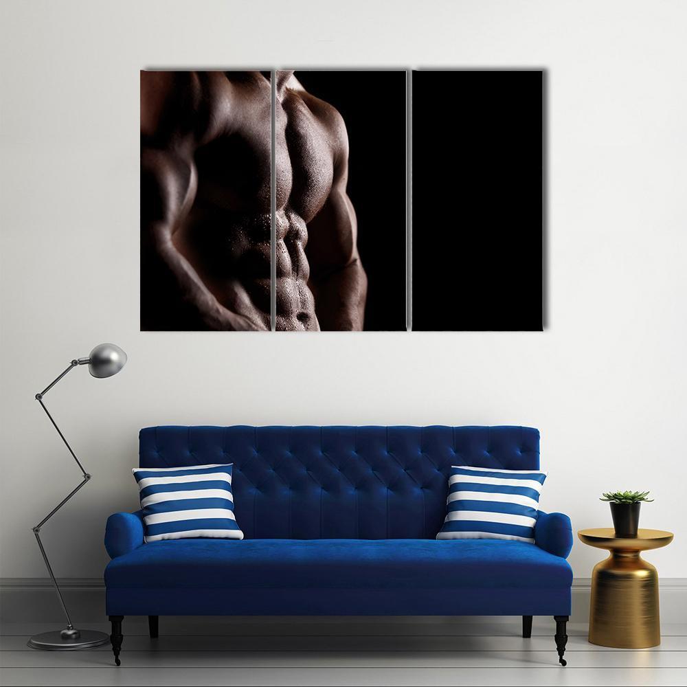 Strong Athletic Man Canvas Wall Art-3 Horizontal-Gallery Wrap-37&quot; x 24&quot;-Tiaracle