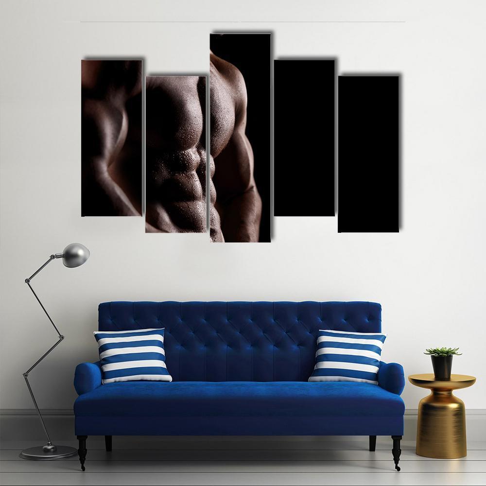 Strong Athletic Man Canvas Wall Art-5 Pop-Gallery Wrap-47&quot; x 32&quot;-Tiaracle