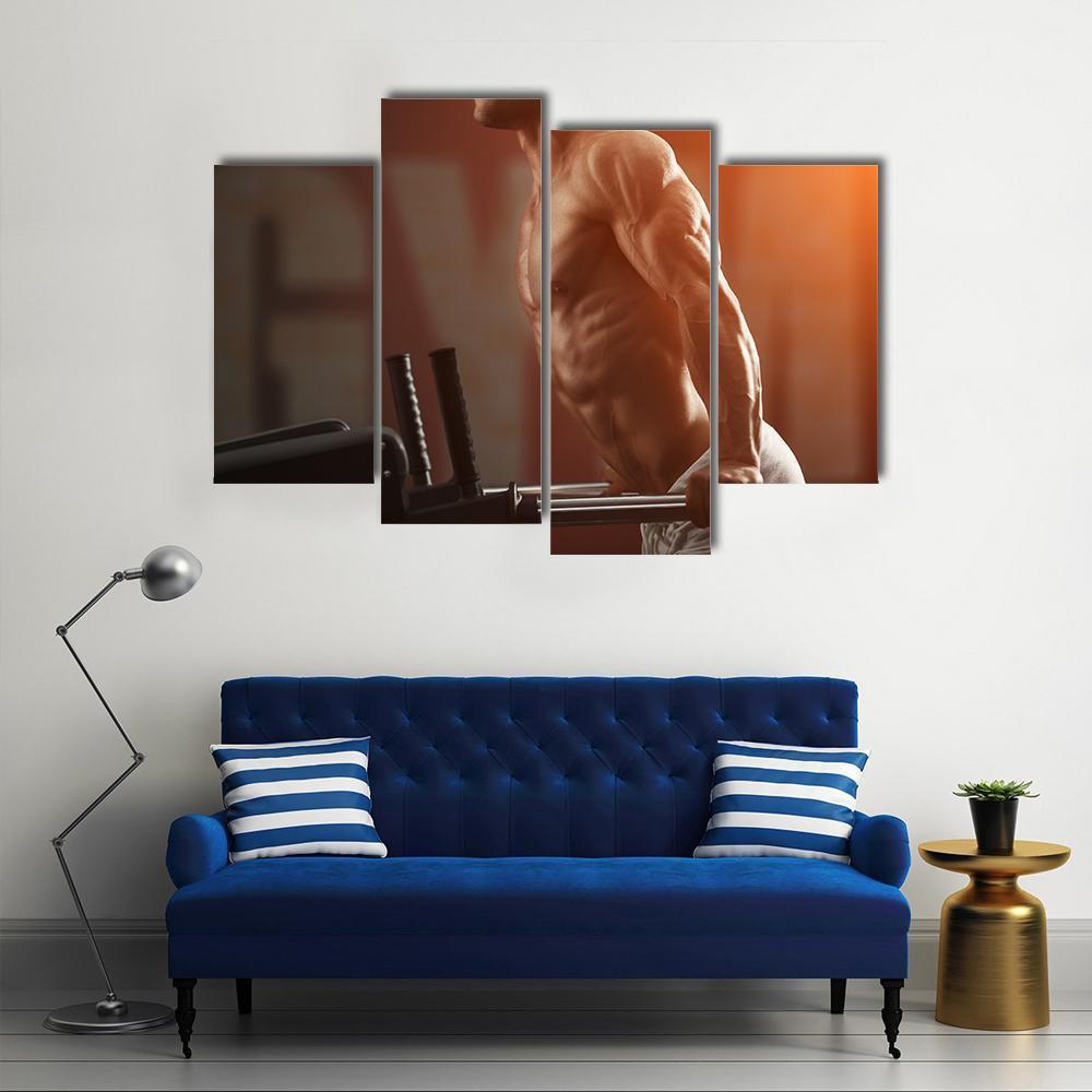 Strong Muscular Bodybuilder Canvas Wall Art-4 Pop-Gallery Wrap-50&quot; x 32&quot;-Tiaracle