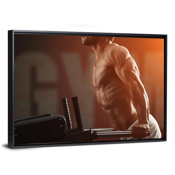 Strong Muscular Bodybuilder Canvas Wall Art-3 Horizontal-Gallery Wrap-25" x 16"-Tiaracle