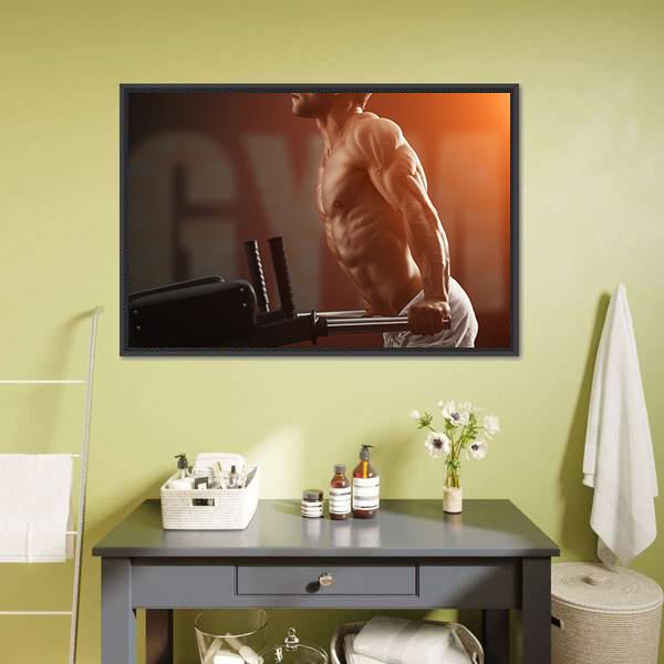 Strong Muscular Bodybuilder Canvas Wall Art-1 Piece-Floating Frame-24" x 16"-Tiaracle