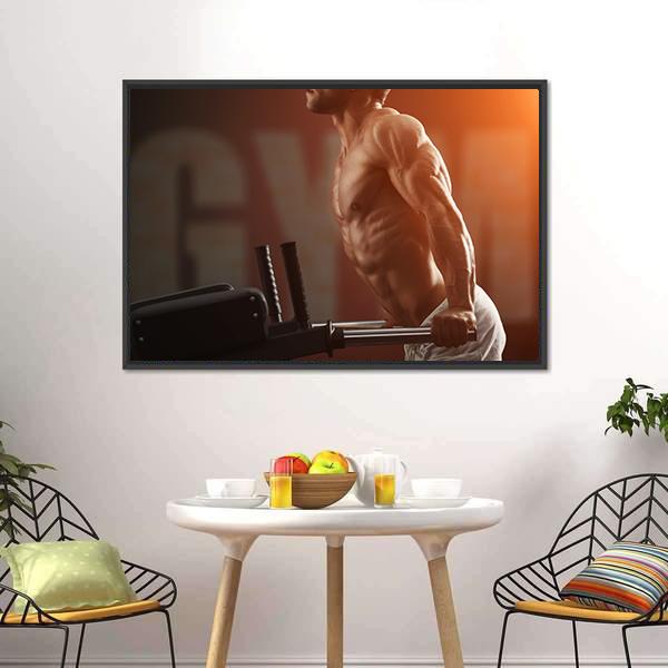 Strong Muscular Bodybuilder Canvas Wall Art-3 Horizontal-Gallery Wrap-25&quot; x 16&quot;-Tiaracle