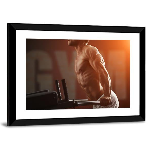 Strong Muscular Bodybuilder Canvas Wall Art-3 Horizontal-Gallery Wrap-25" x 16"-Tiaracle