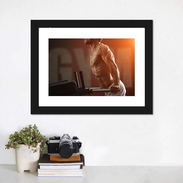 Strong Muscular Bodybuilder Canvas Wall Art-1 Piece-Framed Print-20" x 16"-Tiaracle