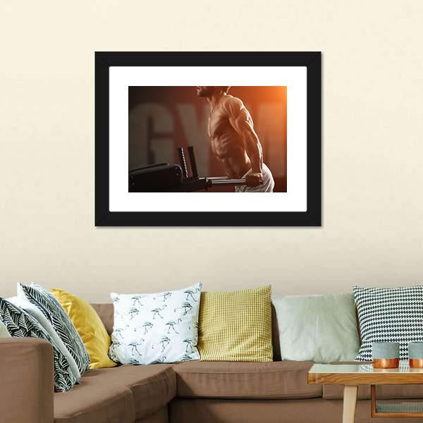 Strong Muscular Bodybuilder Canvas Wall Art-3 Horizontal-Gallery Wrap-25" x 16"-Tiaracle