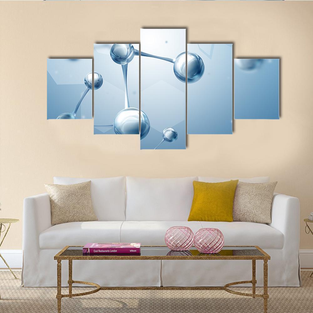 Structure Of Molecules Canvas Wall Art-5 Star-Gallery Wrap-62" x 32"-Tiaracle