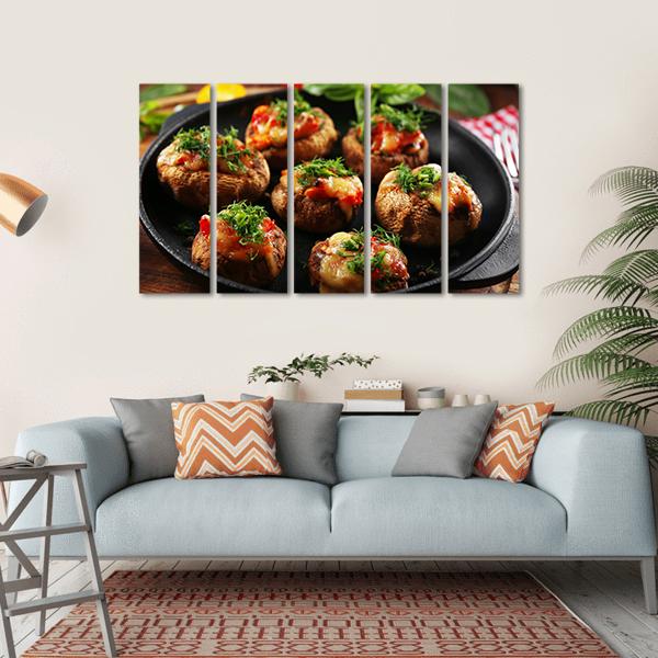 Stuffed Mushrooms And Vegetables Canvas Wall Art-5 Horizontal-Gallery Wrap-22" x 12"-Tiaracle