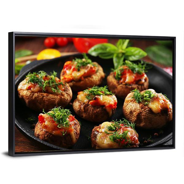 Stuffed Mushrooms And Vegetables Canvas Wall Art-3 Horizontal-Gallery Wrap-25" x 16"-Tiaracle